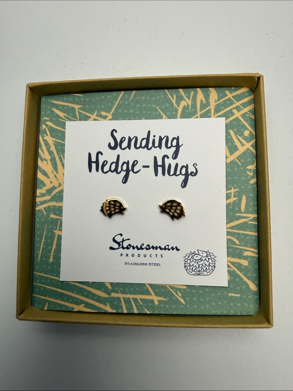 Stonesman Gold Hedgehog Stud Earrings - Gold